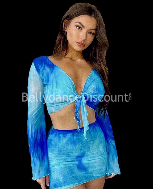 Set de danse haut + jupe nuances de bleu