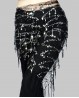 Foulard di danza del ventre brillante nero e argento