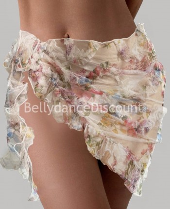 Foulard de danse orientale transparent fleuri
