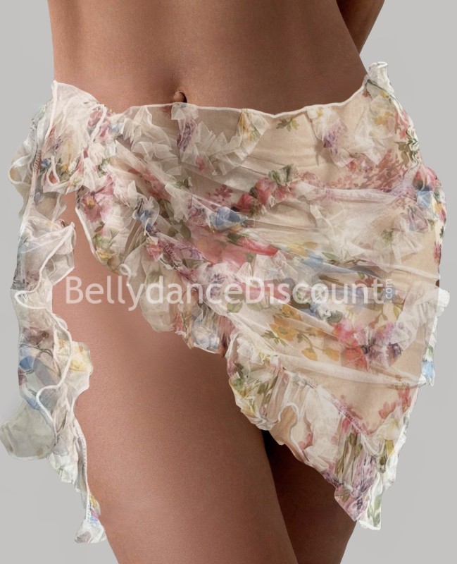 Pañuelo transparente con estampado de flores para danza oriental