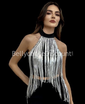 Top di danza con frange argento