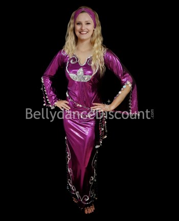 Robe Baladi/Saïdi de danse orientale rose et argentée