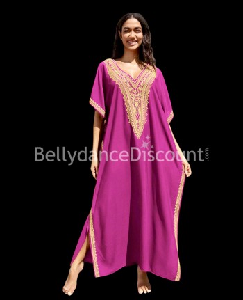 Fuchsia pink and gold women's djellaba