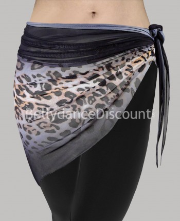 Foulard de danse orientale noir léopard