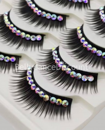 5 paires de faux-cils noirs à strass