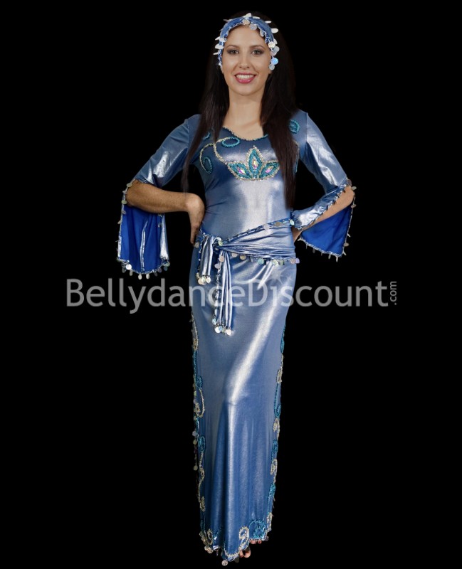 Tenue orientale 3 pièces bleu ciel et argentée