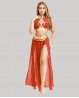 Traje de danza oriental rojo y dorado