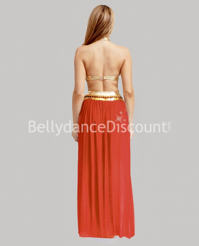 Costume di danza orientale rosso e oro