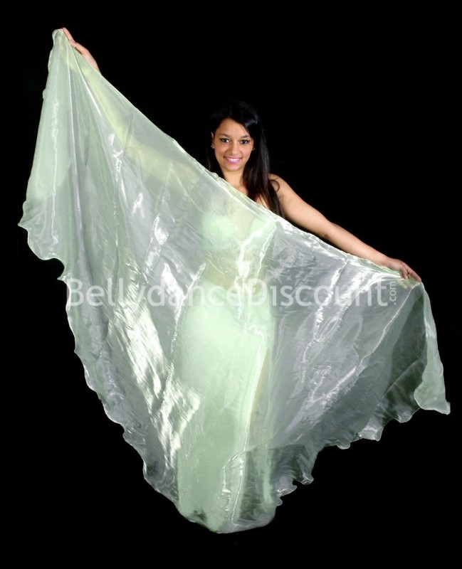 Voile circulaire de danse orientale en organza vert d'eau