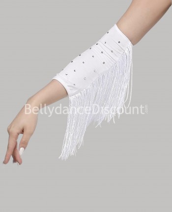 Mangas de baile con flecos y brillantes blancos
