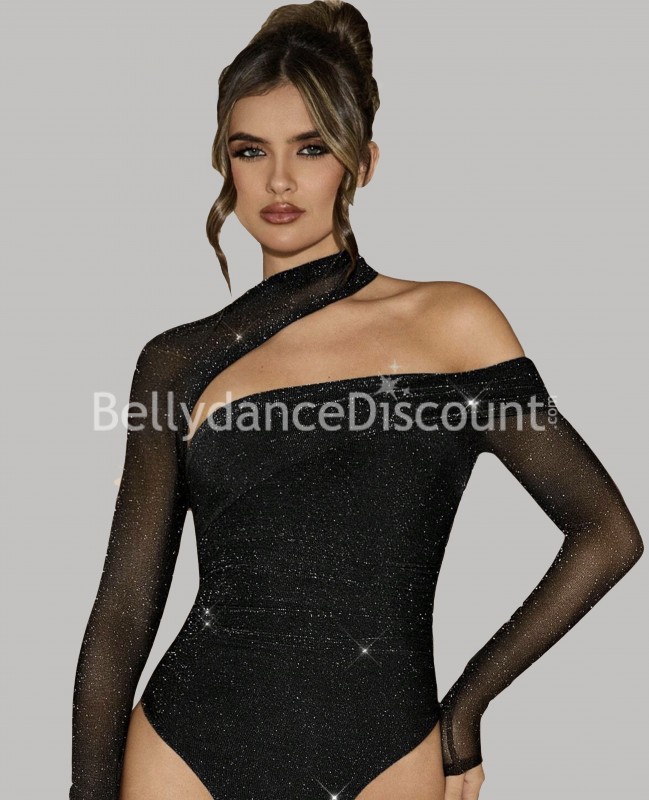 Black asymmetrical body with sequins