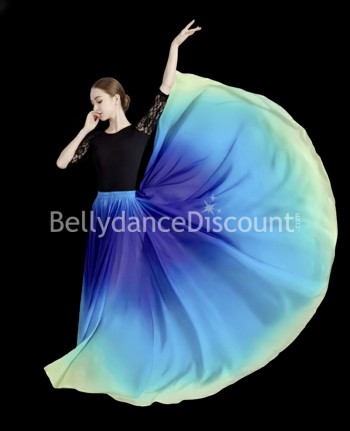 Falda de baile multicolor en tonos violeta, azul y verde