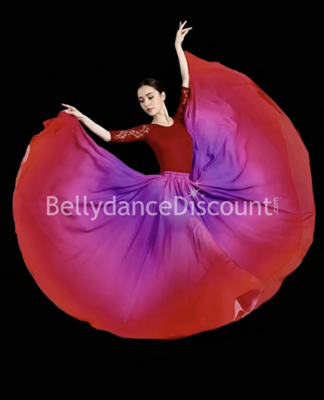 Multicolored dance skirt in red, pink and purple