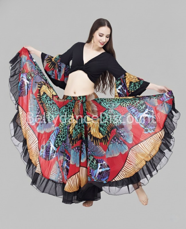 Completo di danza del ventre nero e multicolore