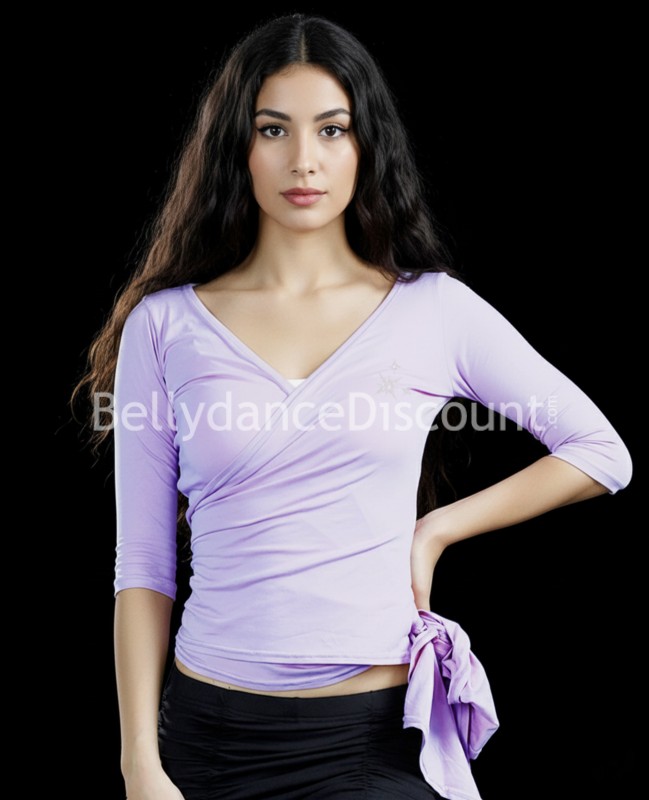 Top cruzado de danza malva