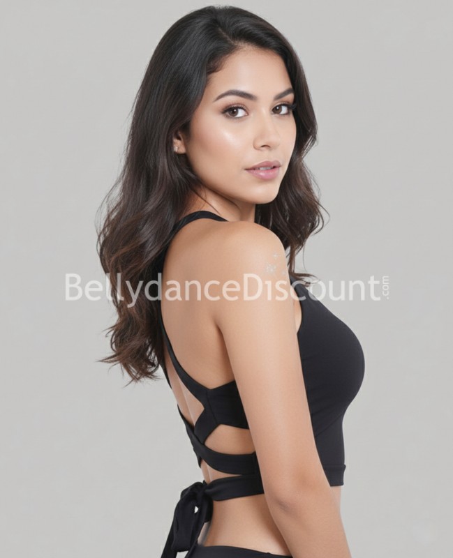 Camiseta de tirantes de baile cruzado negra