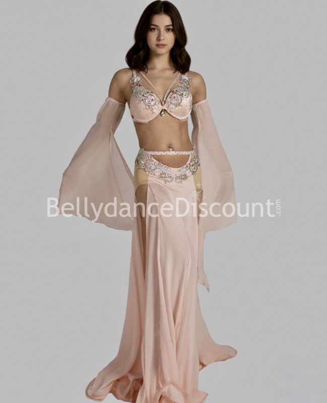 Costume de danse orientale rose pastel