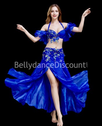Midnight blue flowery Bellydance costume