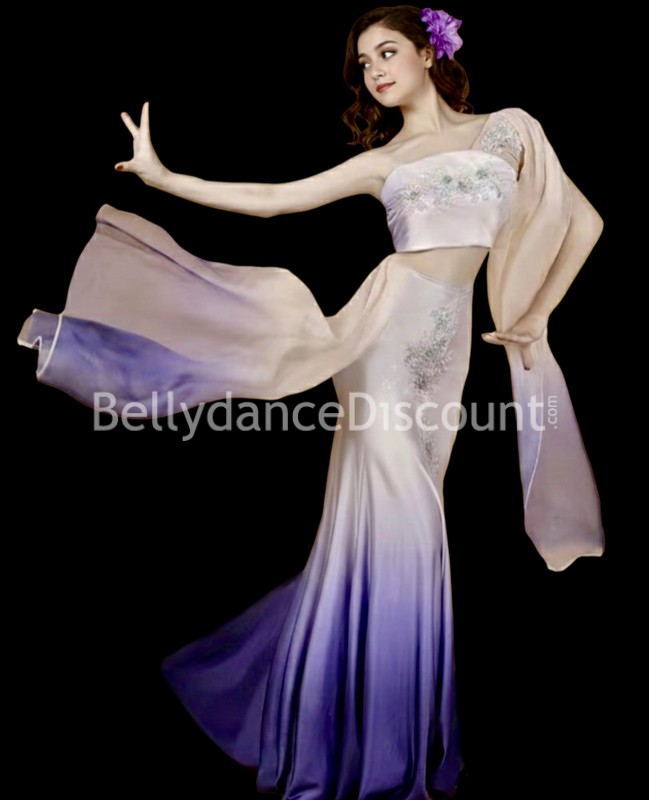 Costume de danse et de scène rose ivoire et violet