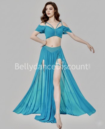 Costume fluide de danse orientale turquoise