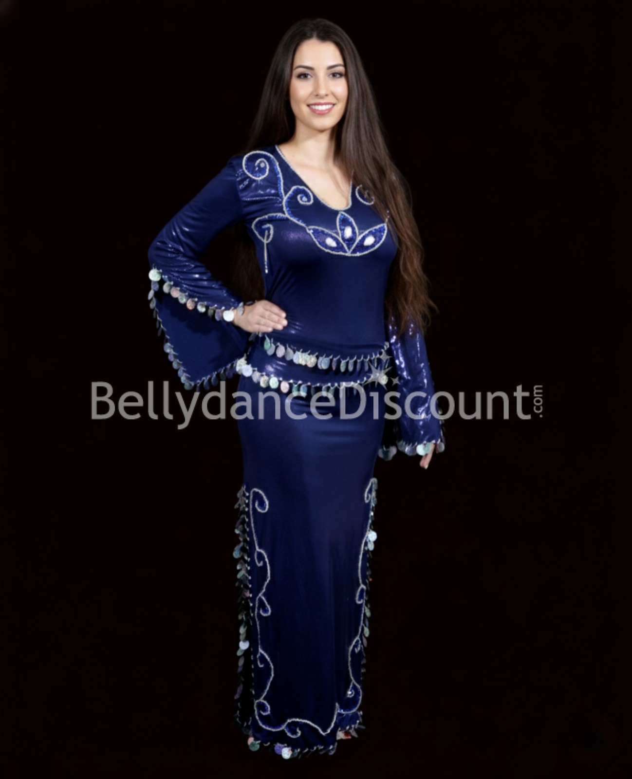 Dark blue and silver Baladi/Saïdi belly dance dress Dark blue and silver Baladi/Saïdi belly dance dress