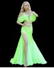 Green oriental dance costume with fringes and rhinestones