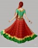 Red and green 4-piece Bollywood Indian dance costume