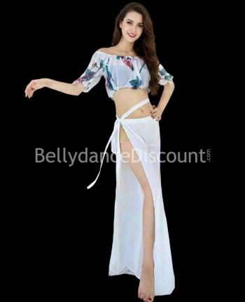 Traje de baile florido blanco