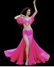 Pink Bellydance costume with fringes and rhinestones