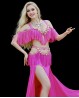 Pink Bellydance costume with fringes and rhinestones