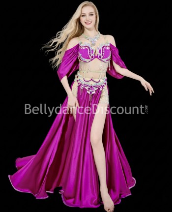 Traje de danza del vientre rosa magenta