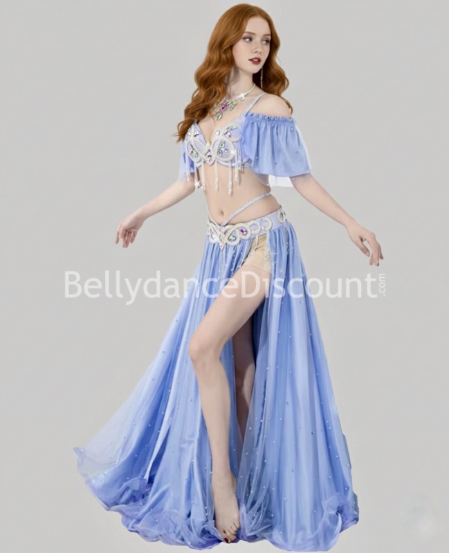 Costume de danse orientale bleu pastel