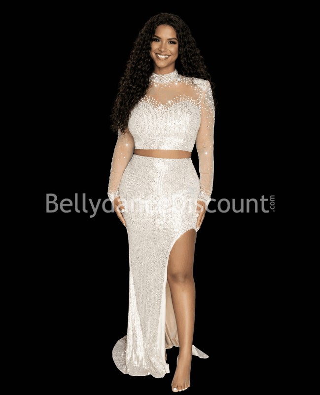 2-piece ivory dance outfit with sequins