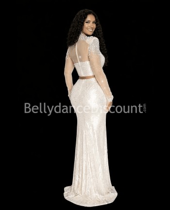 2-piece ivory dance outfit with sequins