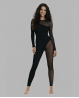 Black bi-material dance leotard