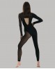Combinaison de danse bi-matière noire