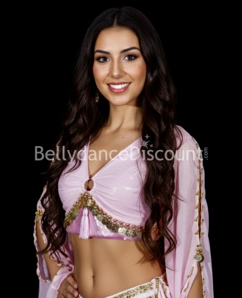Top mit Ärmel in rosa für den orientalischen Tanz