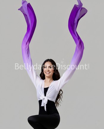 Cache-cœur manches XXL blanc violet