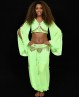 Top verde para danza del vientre con mangas
