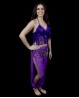 Top violeta con flecos y lentejuelas para danza oriental
