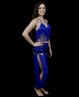 Top azul oscuro con flecos y lentejuelas para danza oriental