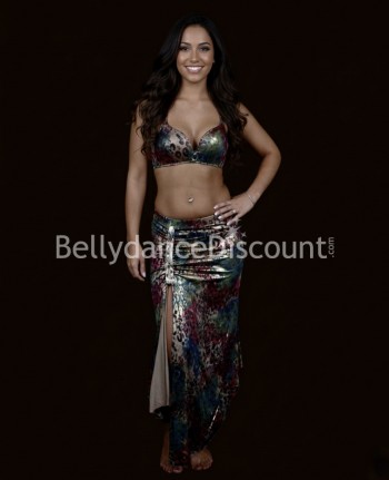 Costume de danse orientale scintillant léopard