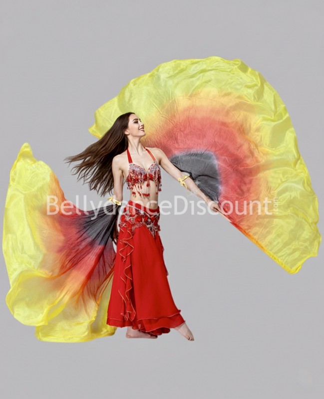 Isis wings "sleeves" 100% silk yellow-red-black