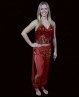 Top rojo con flecos y lentejuelas para danza oriental