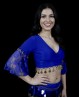 Cache-cœur di danza del ventre blu scuro sequins e pizzo