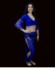 Cache-cœur de danse orientale bleu foncé sequins et dentelle
