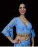 Wickelbluse für den orientalischen Tanz in Hellblau mit Münzen und Spitze