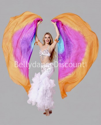 Isis wings "sleeves" 100% silk blue-pink-orange