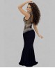 Longue robe de danse noire semi-transparente à strass