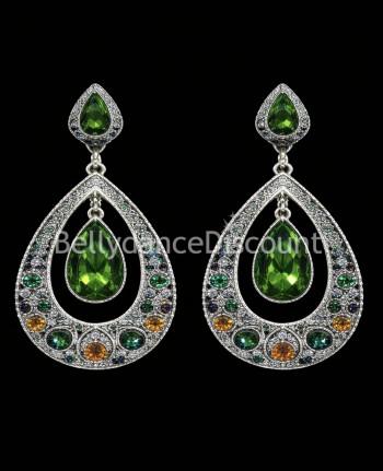 Emerald green oriental earrings